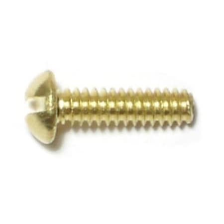 Midwest Fastener #6-32 x 1/2 in Slotted Round Machine Screw, Plain Brass, 40 PK 62012